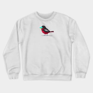 Black and Red Broadbill Bird Crewneck Sweatshirt